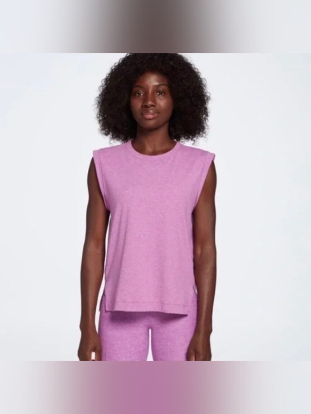 Athletic Cuff Sleeves Muscle Tank in Vibrant Magenta Purple Women's